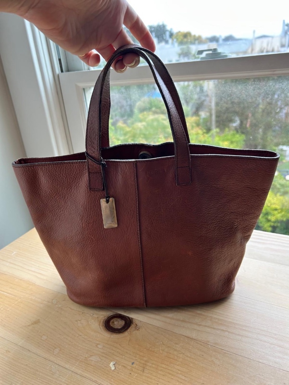 Cognac Leather FURLA Handbag
